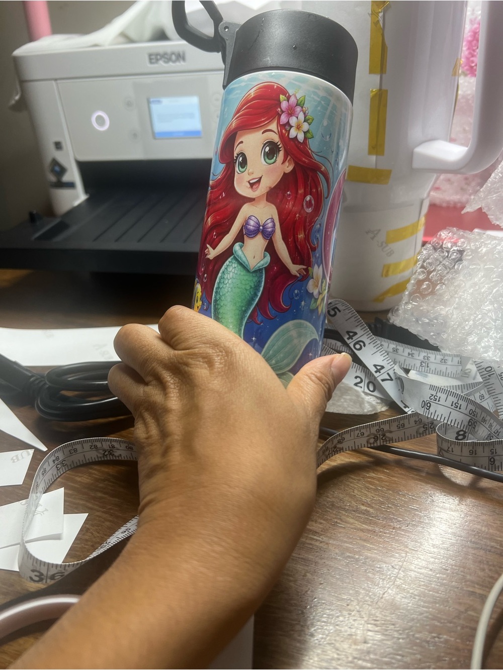 Mermaid Party Tumbler - Red & Green Kids Party Drink Bottle